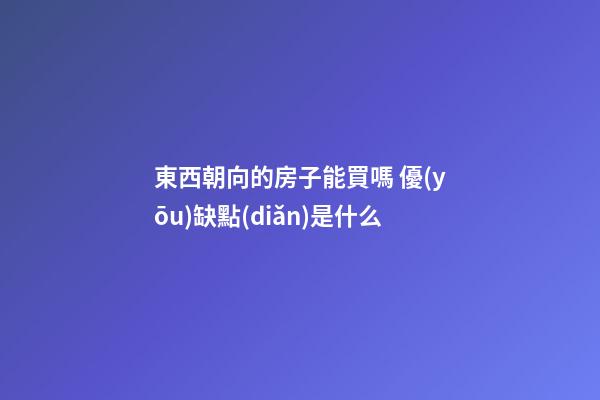 東西朝向的房子能買嗎 優(yōu)缺點(diǎn)是什么